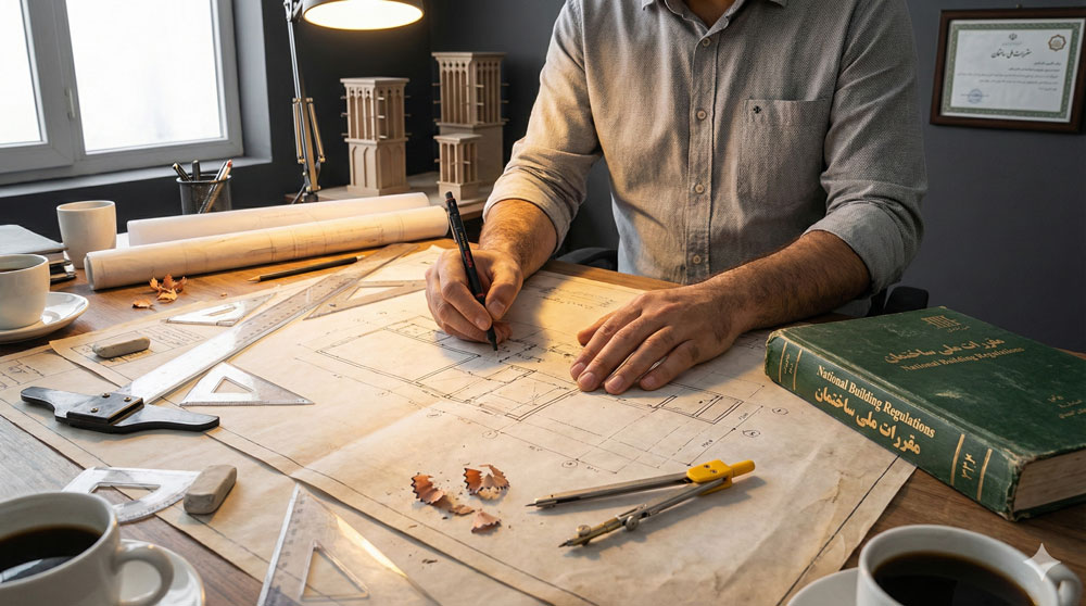 اصول نقشه کشی و نقشه خوانی در معماری و رعایت مقررات ملی