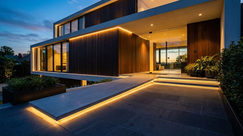 طراحی استاندارد فضای ورودی ساختمان با رمپ معلولین